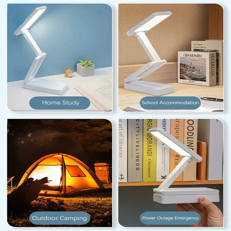 Simples Market folding LED desk lamp, white, rechargeable, portable eye-protective table lamp