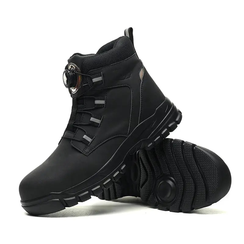 Rotating Button Work Shoes For Men Anti Puncture Waterproof Steel Toe Non Slip Safety Boots
