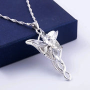Arwen Evenstar necklace pendant with clear crystal star design on silver chain