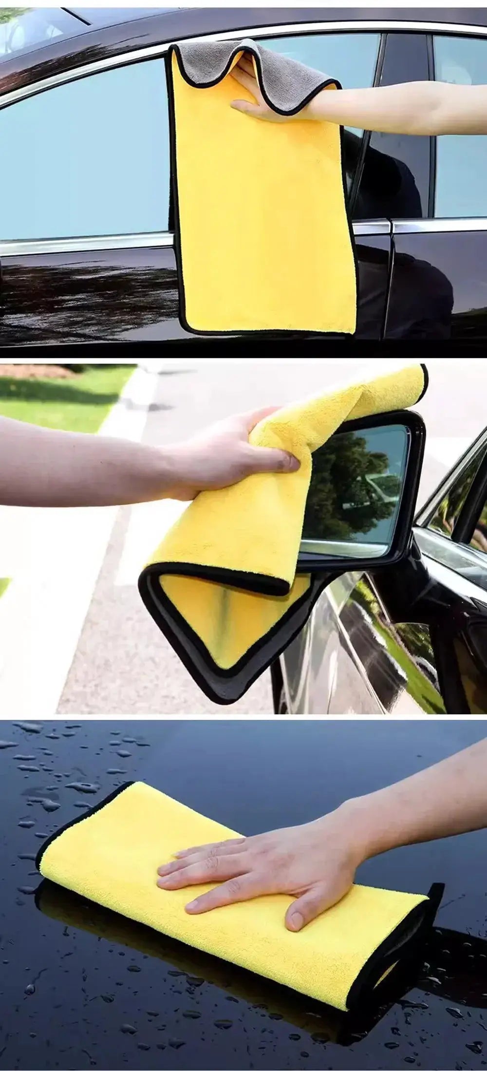 Car wash towels Simples Market, yellow microfiber absorbent thickened cloth for car cleaning