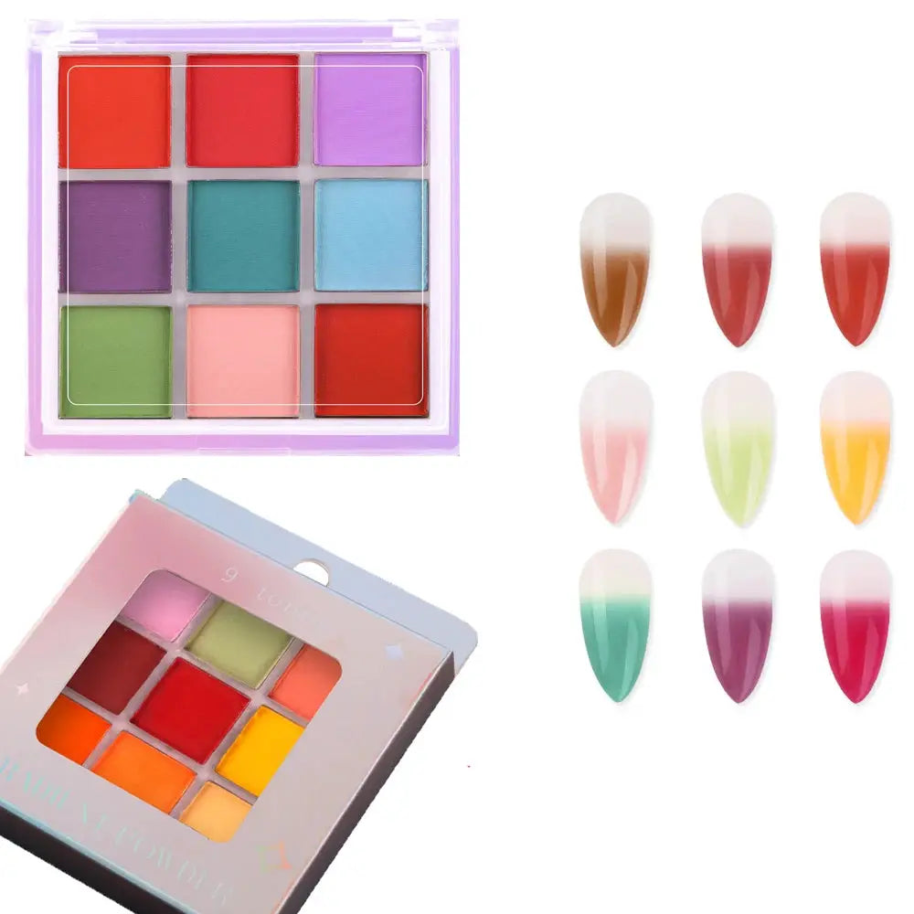 16 Grid 16 Color Solid Rubbing Powder Palette For Nail Art DIY Gradient Smudge Pat Pat Powder Seamless Finish