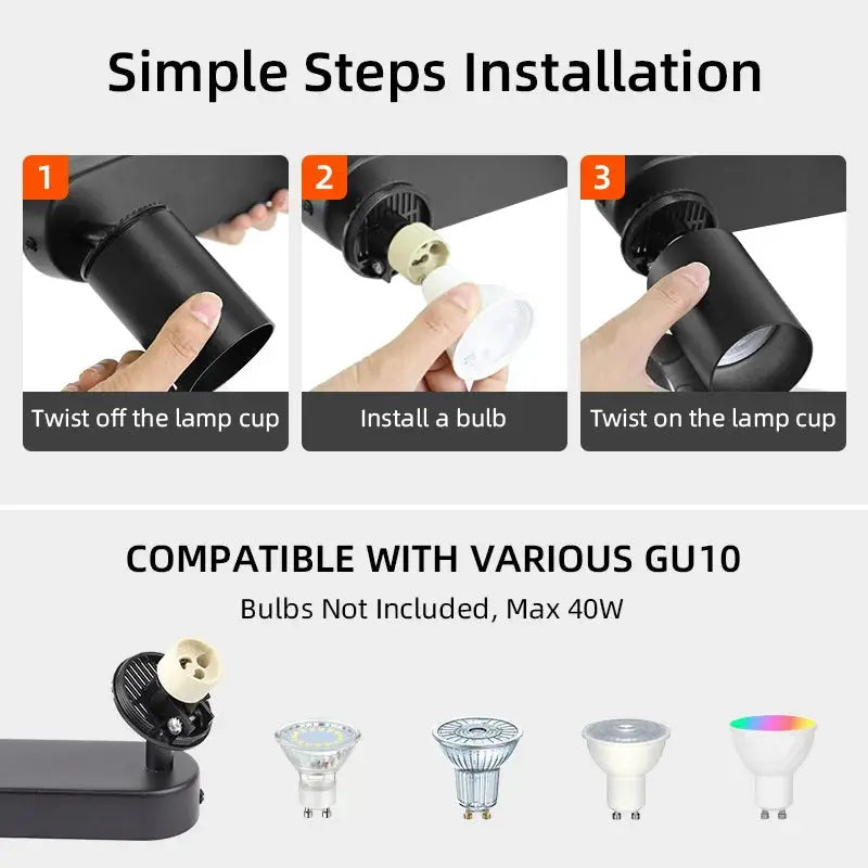 Modern GU10 LED Spotlight ceiling lamp by Simples Market; adjustable, replaceable bulb, 40W max
