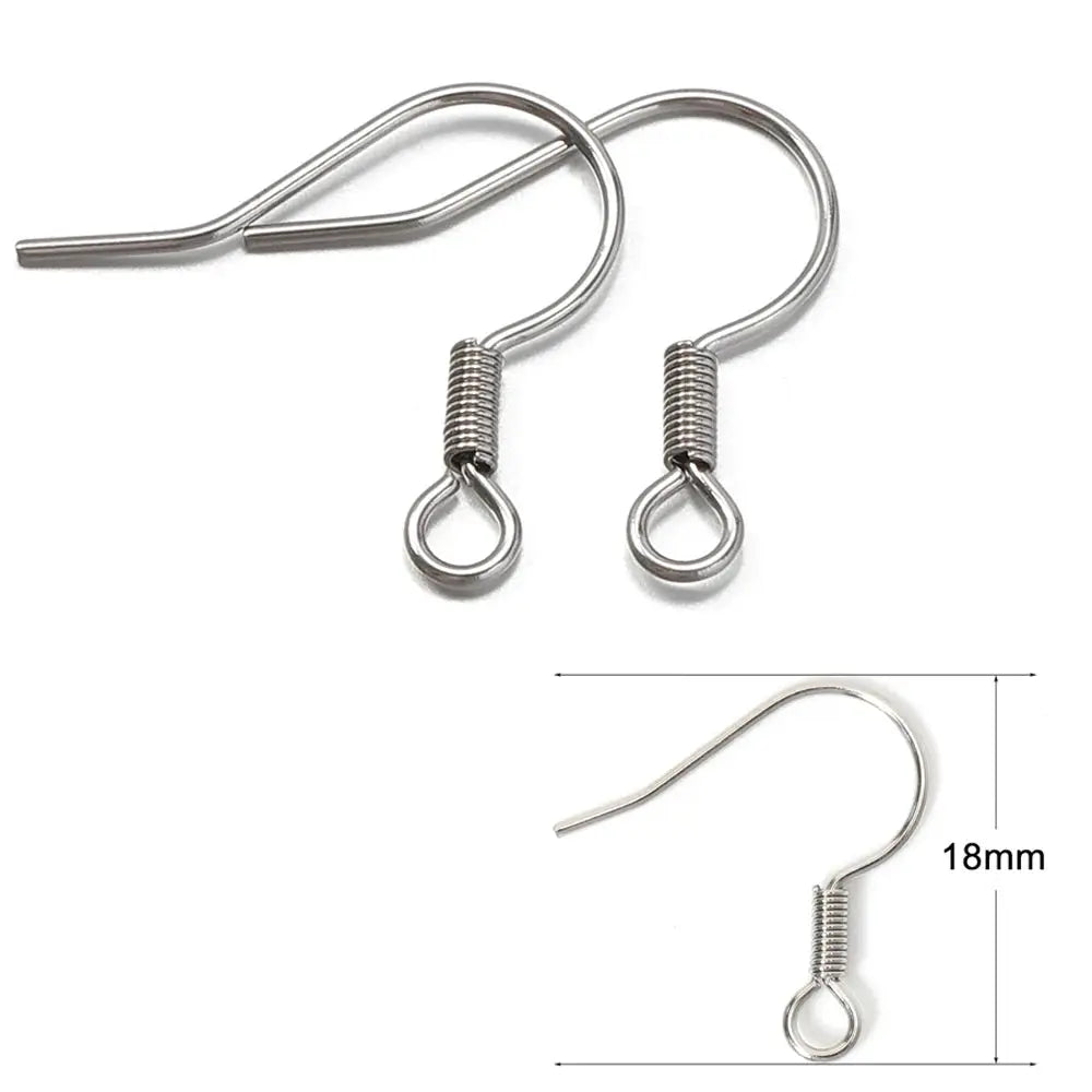 Stainless steel earwire earring hooks, 18mm, 50pcs for DIY jewelry making by Simples Market