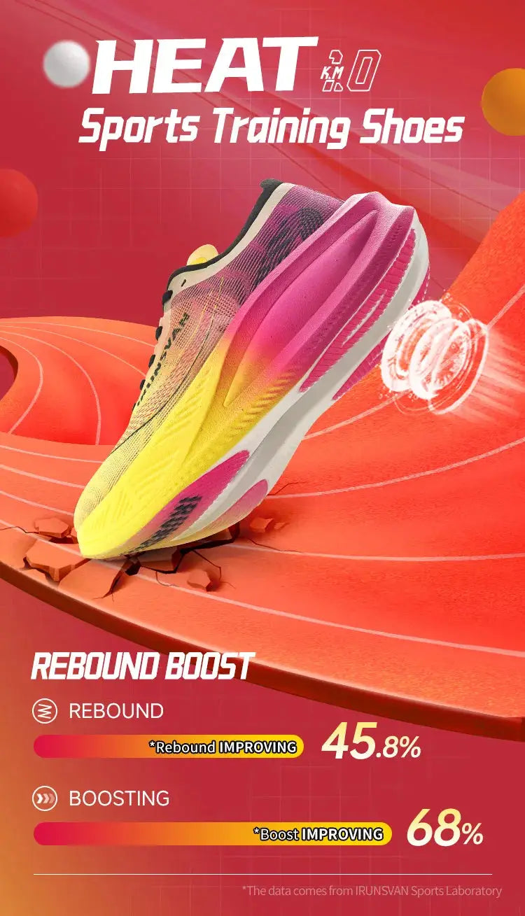 Simples Market IRUNSVAN nylon carbon plate marathon running shoes, gradient yellow-pink, lightweight training sneakers