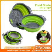 Silicone Folding Drain Basket for Washing Fruits and Vegetables, Collapsible Colander, Foldable Kitchen Strainer