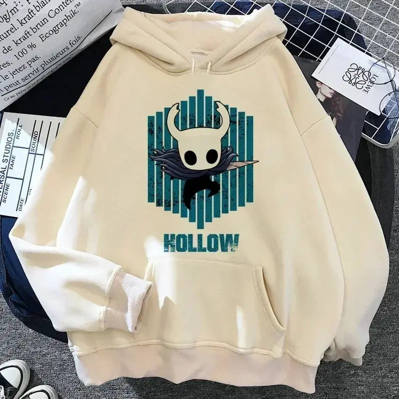 Hollow Knight Hoodie Grunge Y2K Aesthetic Cartoon Graphic Pullover For Autumn And Winter Wear