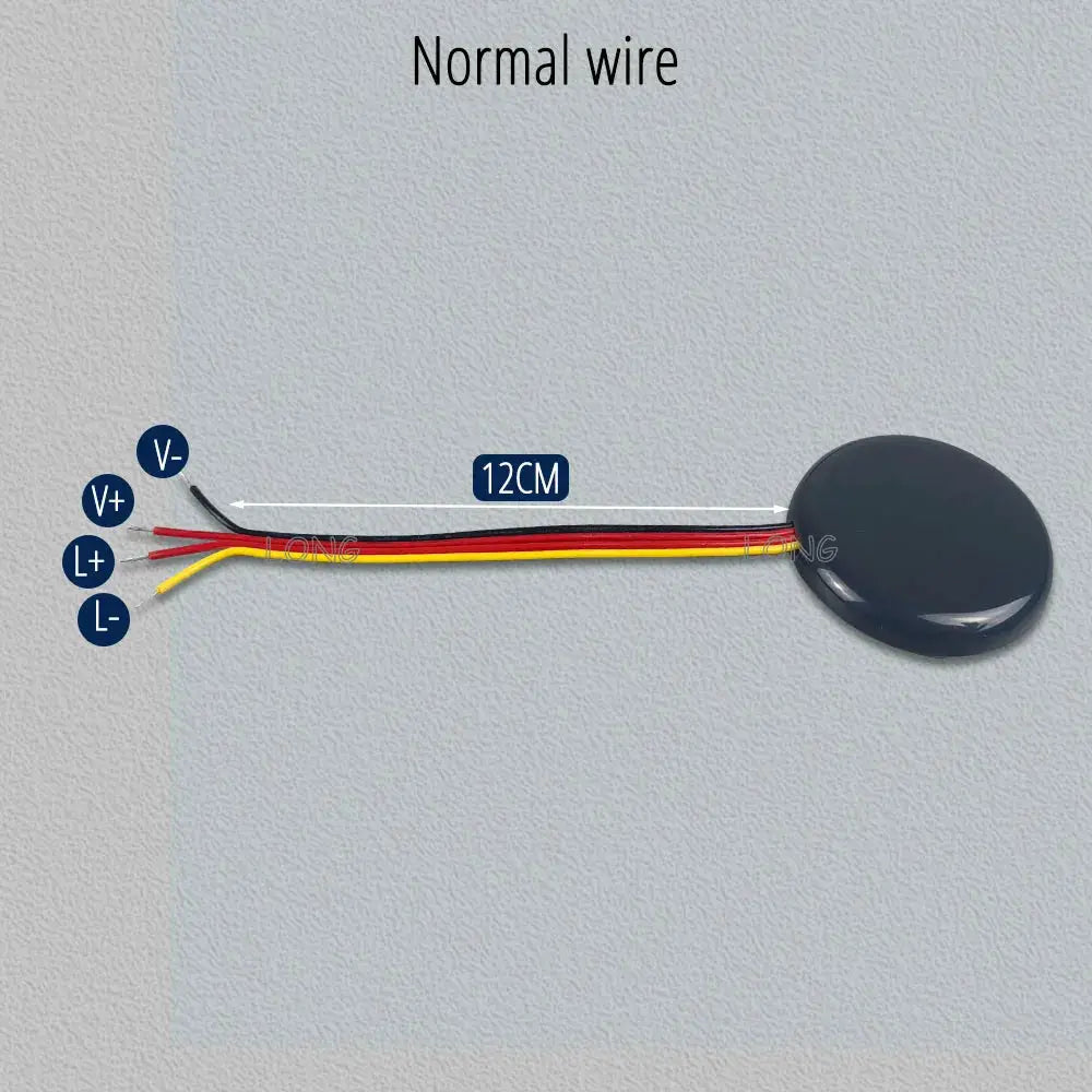 Simples Market touch dimming switch sensor module with round black pad and 12cm four-wire lead (V+, V-, L+, L-).