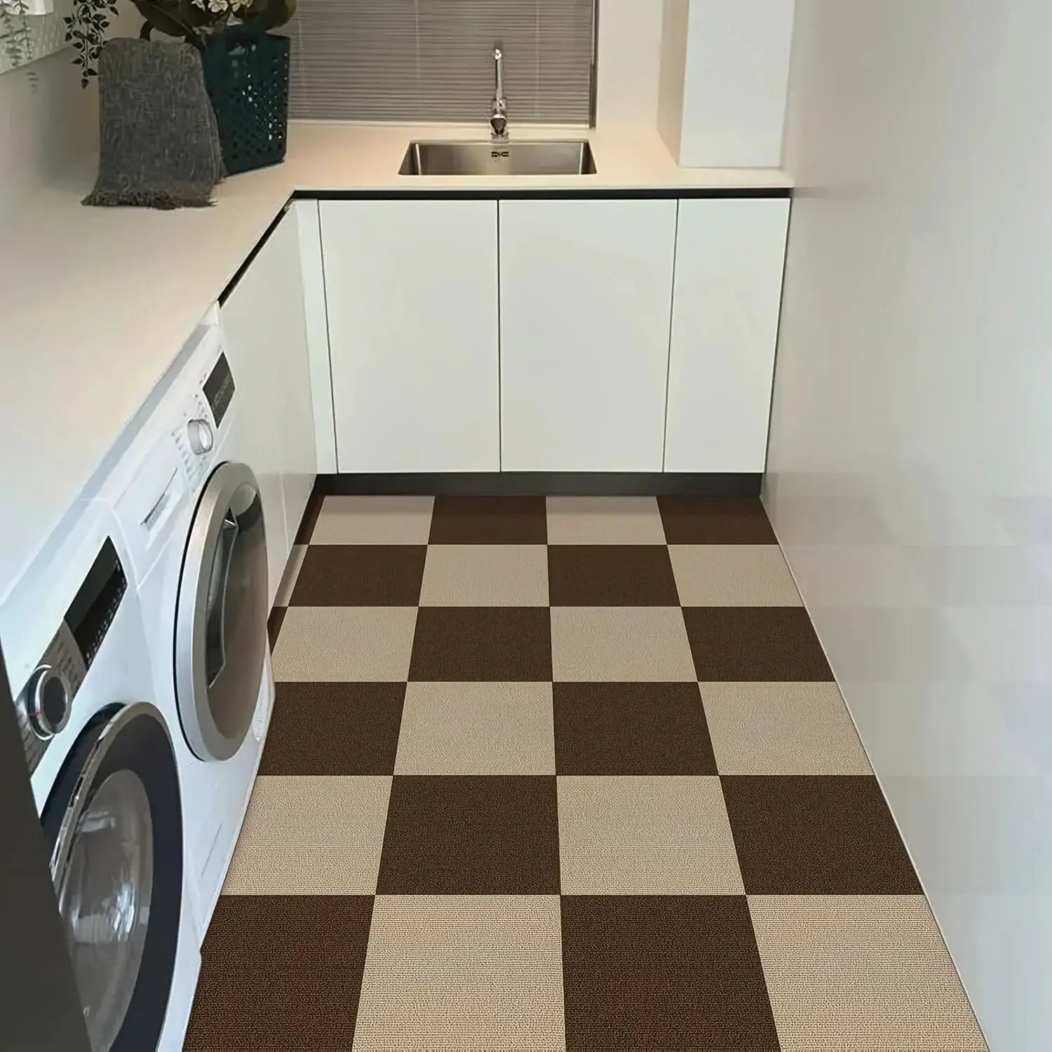 30cm x 30cm self-adhesive anti-slip floor mat by Simples Market; water-absorbent splicing rug for kitchen & living room