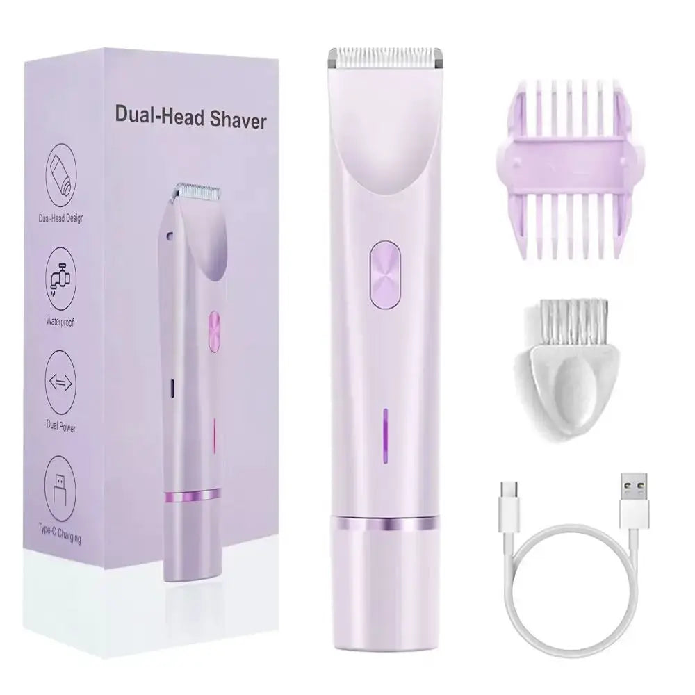 AquaGleam Mini Shaver for Women Waterproof Rechargeable Dual Head Bikini Trimmer and Body Hair Remover