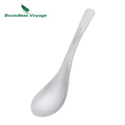 Boundless Voyage titanium spoon; silver, portable camping flatware.