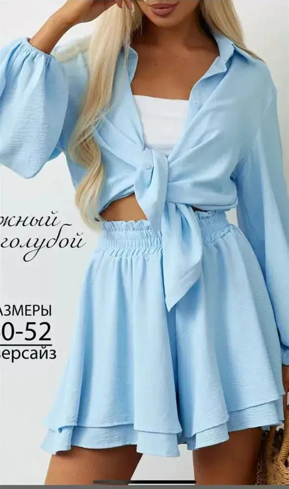 Casual Loose Two Piece Short Sets for Women Summer Spa Vacation Outfit