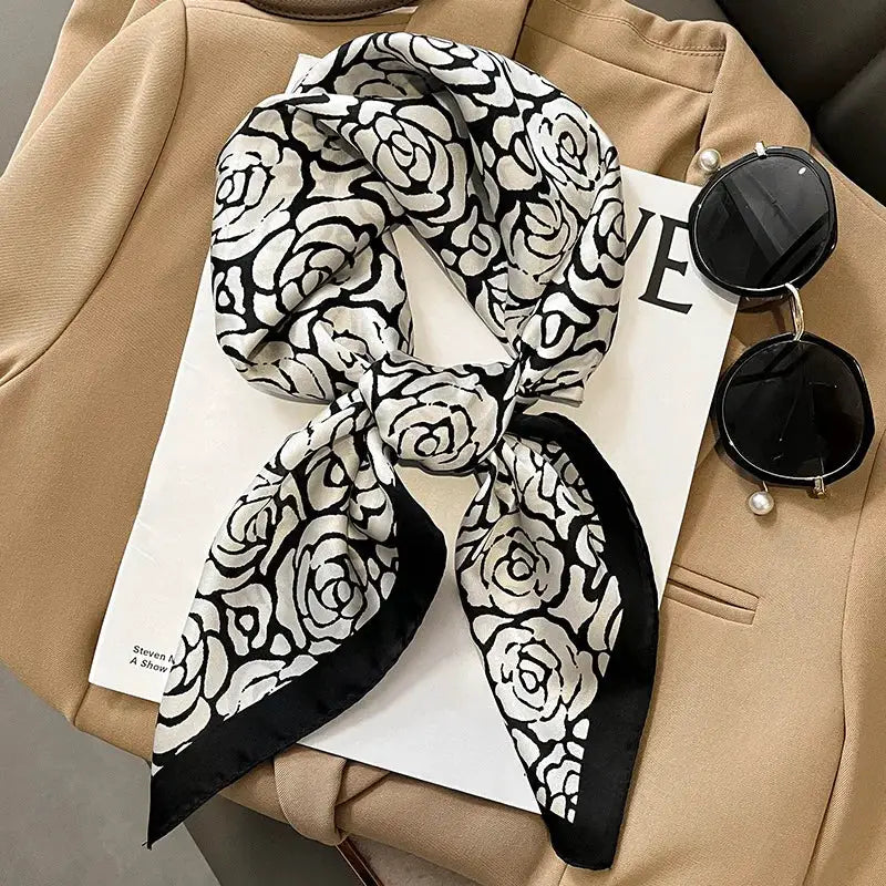 Aurora Silk Fashion Scarves For Women Silk Satin Hijab Shawl 70x70cm Luxury Square Scarf Versatile Accessory