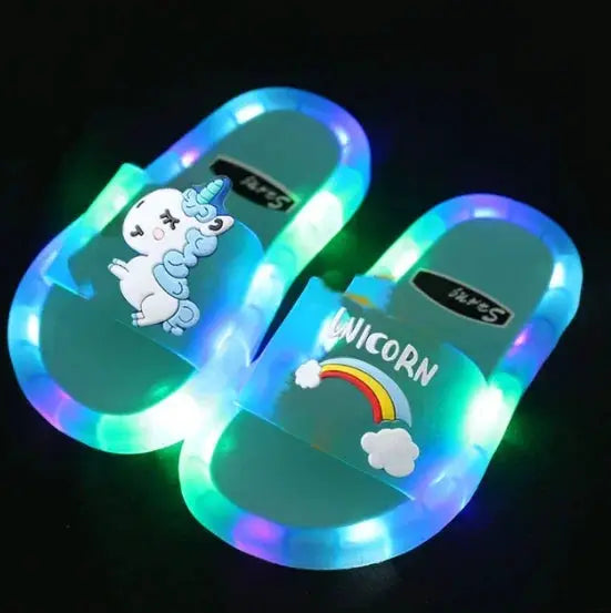 Children's Lighted Unicorn Slippers Cartoon Animal Prints for Boys and Girls Kids Toddler Shoes