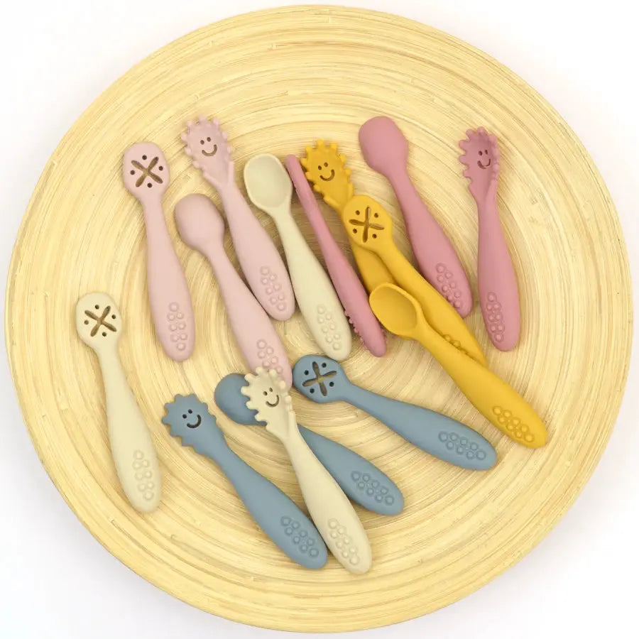 3 Piece Silicone Spoon and Fork Baby Utensils Set for Feeding Learn to Eat Training Soft Cutlery Children Tableware