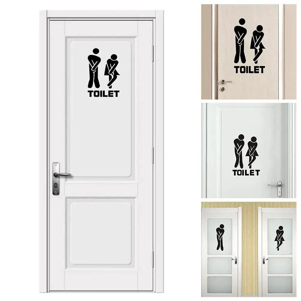 Funny Toilet Wall And Door Stickers Waterproof PVC Vinyl Decals For Bathroom Decor And Home