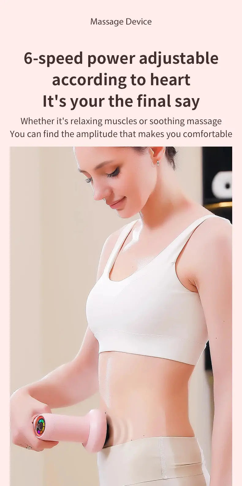 Pink cordless handheld body massager by Simples Market for neck, back, shoulders and cellulite