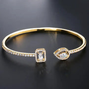 Luxury Geometry Gold Color Cuff Bangles For Women With Cubic Zirconia Bracelets For Party And Everyday Wear
