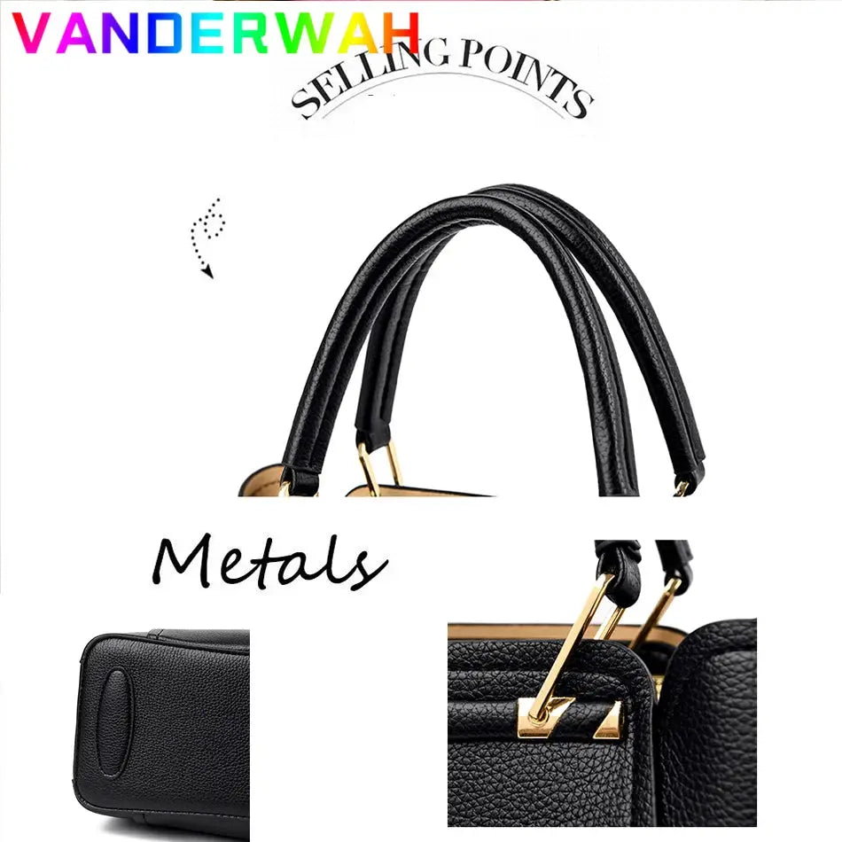 NobleGrace Soft Leather Luxury Handbag Women Triple Layer Tote Large Capacity Shoulder And Crossbody Bag