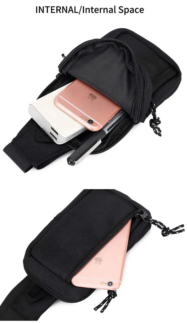 Crossbody bag for men by Simples Market, black mini chest bag with multiple pockets and diagonal strap