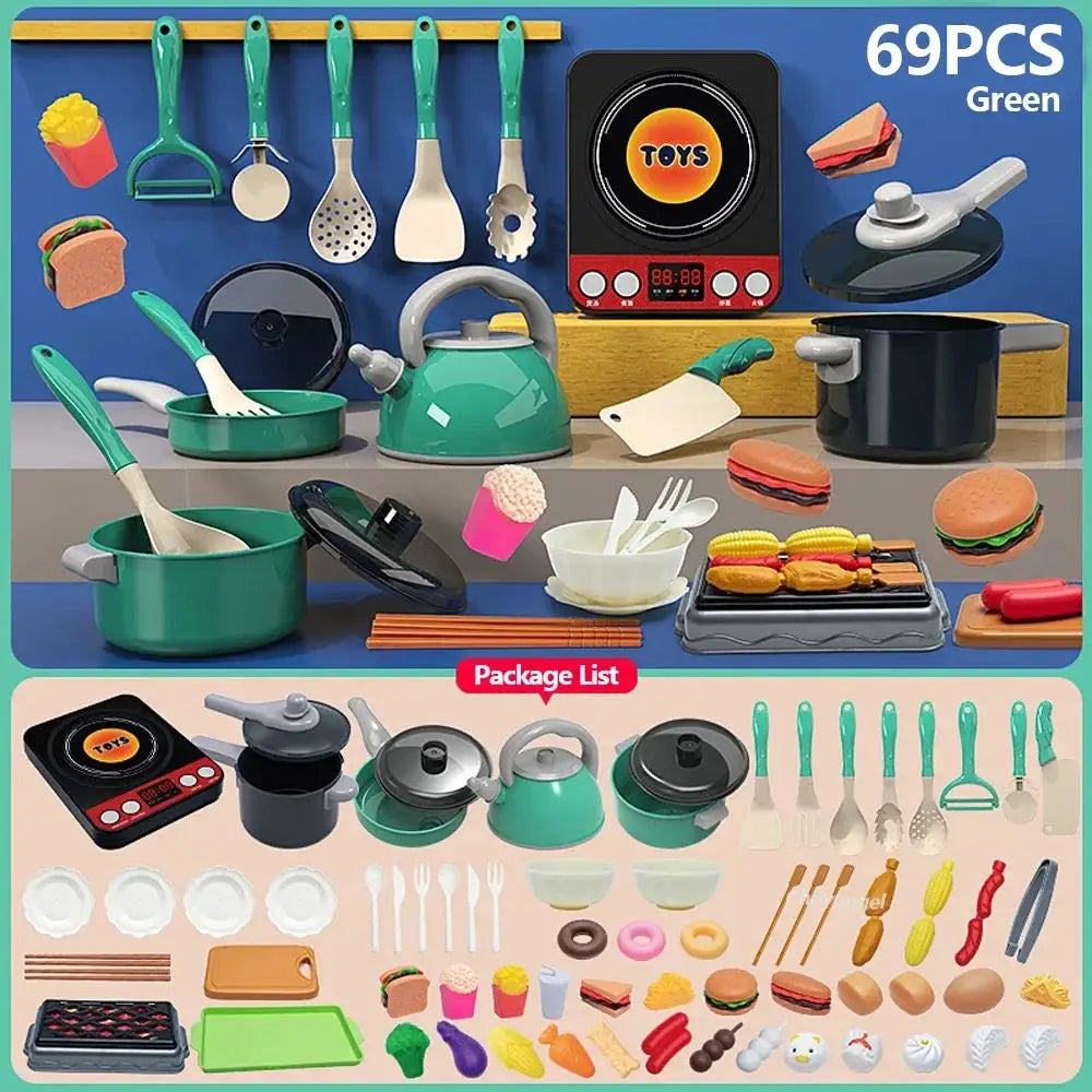 Kids Kitchen Toys Set 59 69 92 Pieces With Play Pots Pretend Food Cooking Toy For Toddlers And Kids Gift