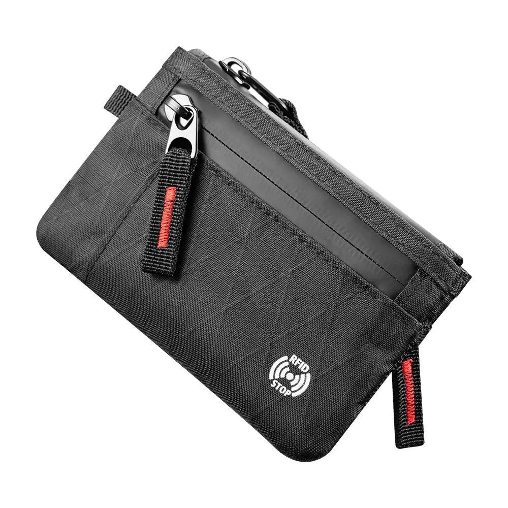 Simples Market RFID anti-theft ultra-thin wallet with zipper coin purse, black, multi-compartment card holder