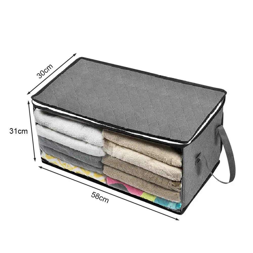 Large Capacity Foldable Non Woven Clothes Storage Bag With Lids Zipper Wardrobe Organizer For Quilts And Blankets