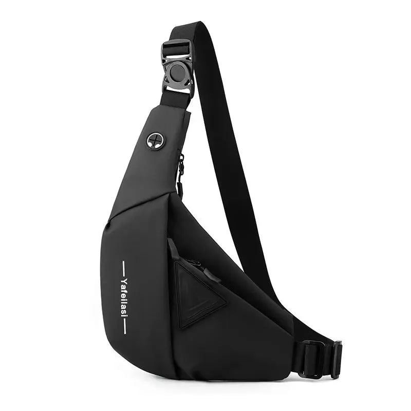 Simples Market black sling chest bag, compact crossbody anti-theft bag for men with adjustable strap