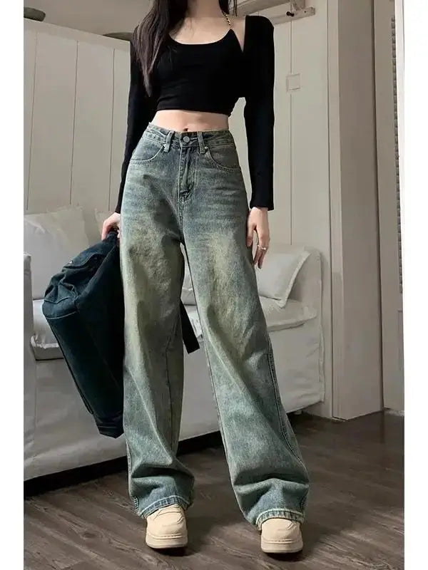 Vintage High Waisted Slimming Jeans Bell Bottoms Casual For Women