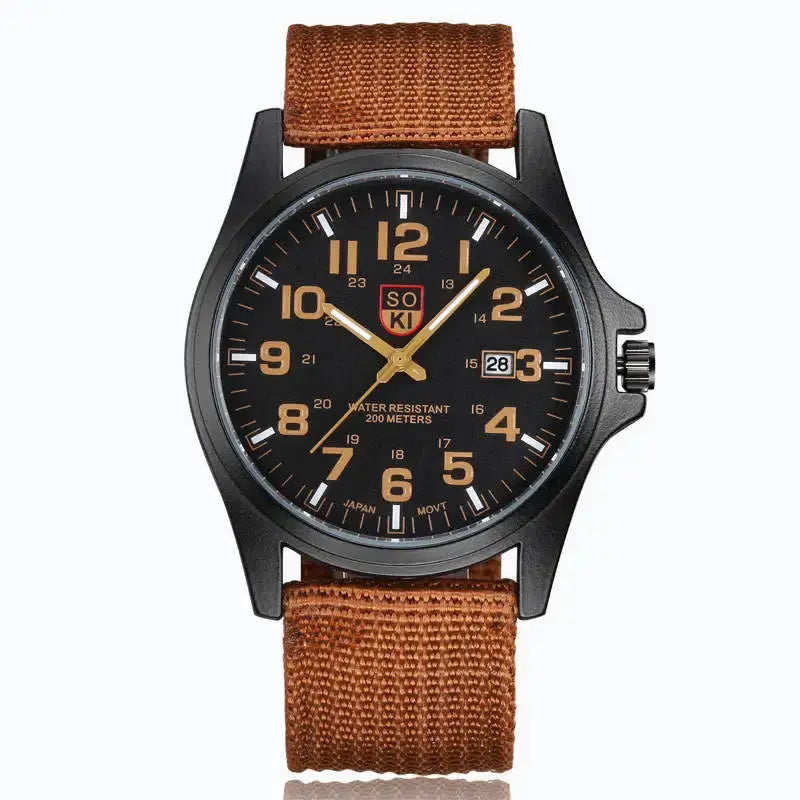 Army Simple Calendar Quartz Men Sports Watch With Complete Calendar And Nylon Band For Everyday Durability
