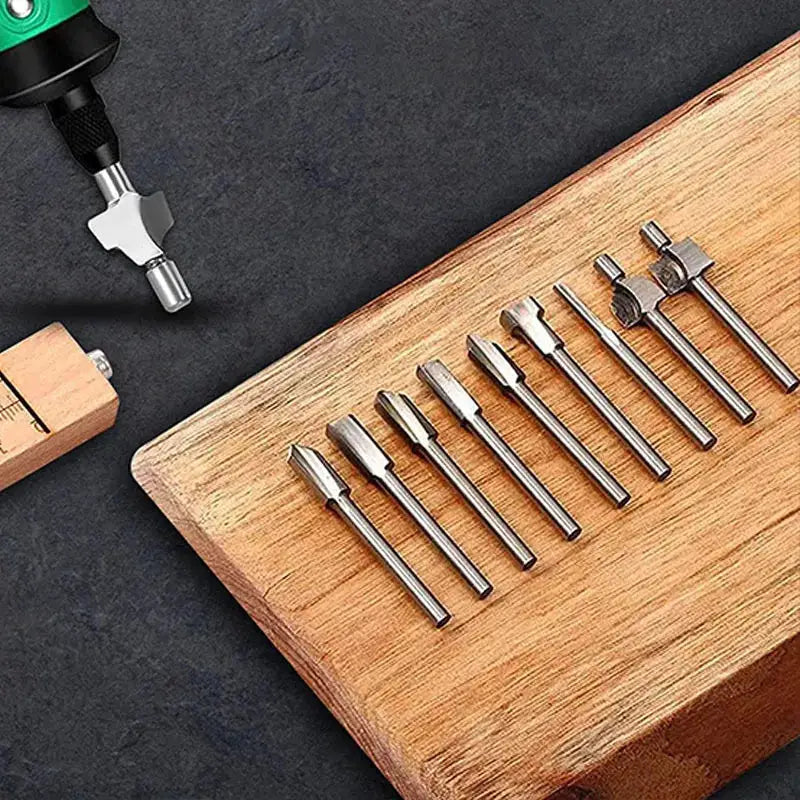 HSS Milling Cutter Bits Set With AlTiN Coating For Dremel Rotary Tools Woodworking Carving Engraving