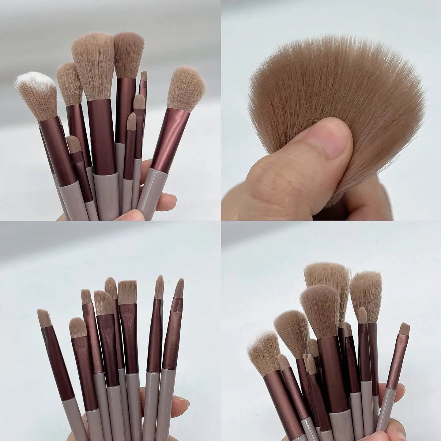 GlamourGlow 13 Piece Makeup Brush Set Soft Nylon Bristles for Flawless Eye Shadow Foundation and Blush