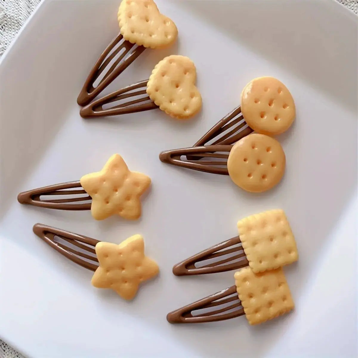 WhimsyWink Biscuit Hair Clips Set Adorable 8 Piece Simulation Biscuit Hair Clips For Women And Girls