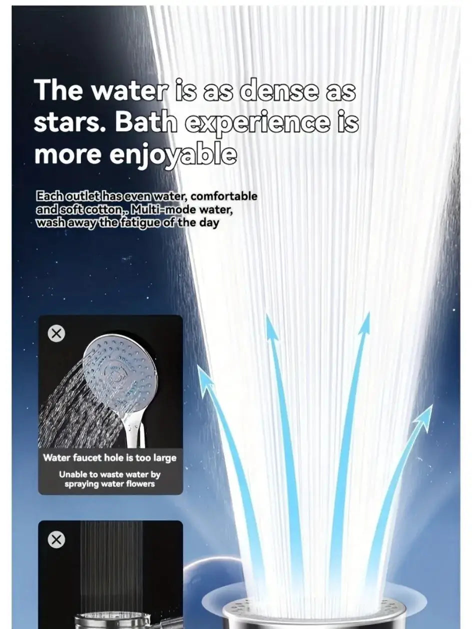 Shower head with 5 modes, high-pressure rainfall design; Simples Market universal shower set