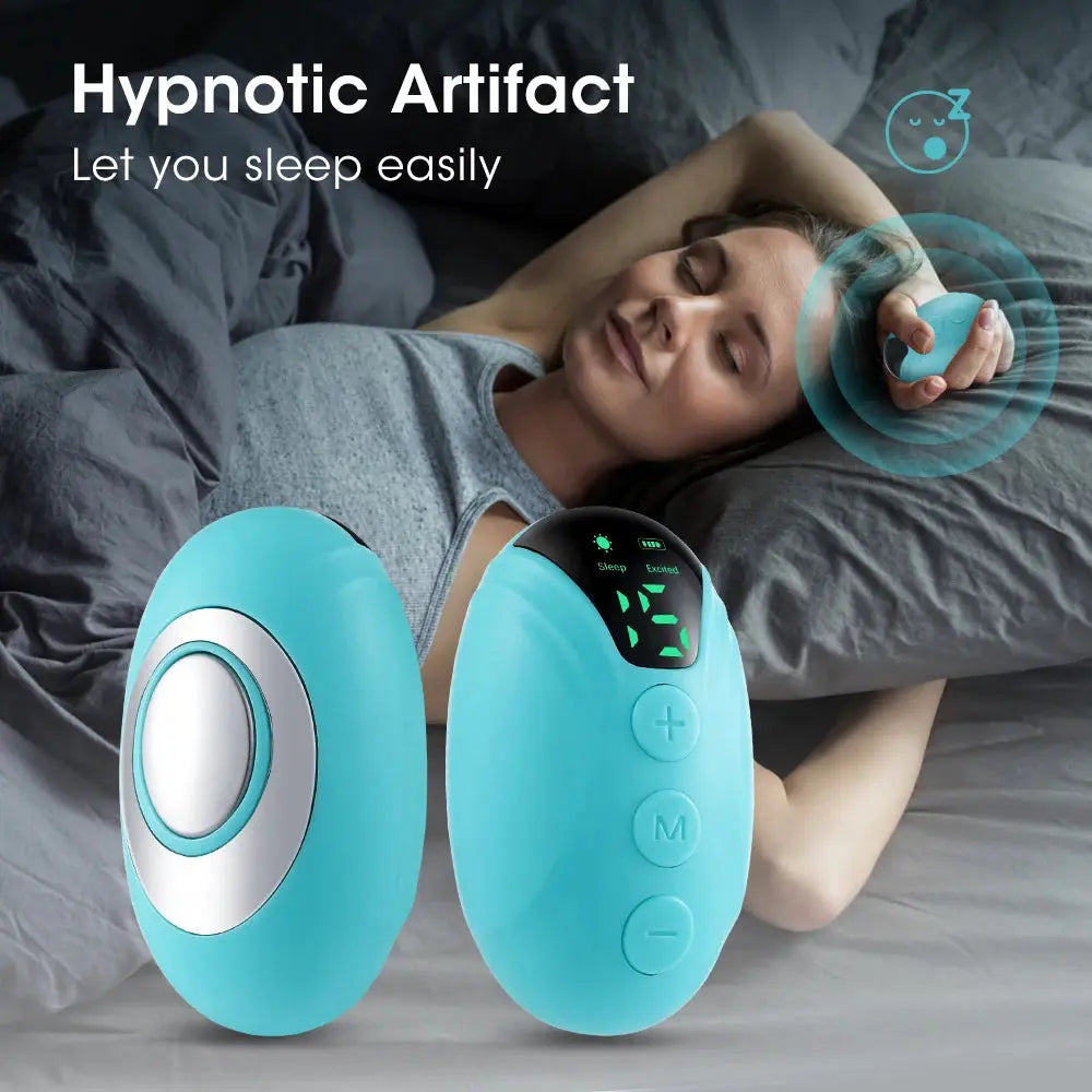 Simples Market teal 2-piece sleep-aid handheld microcurrent device with digital display