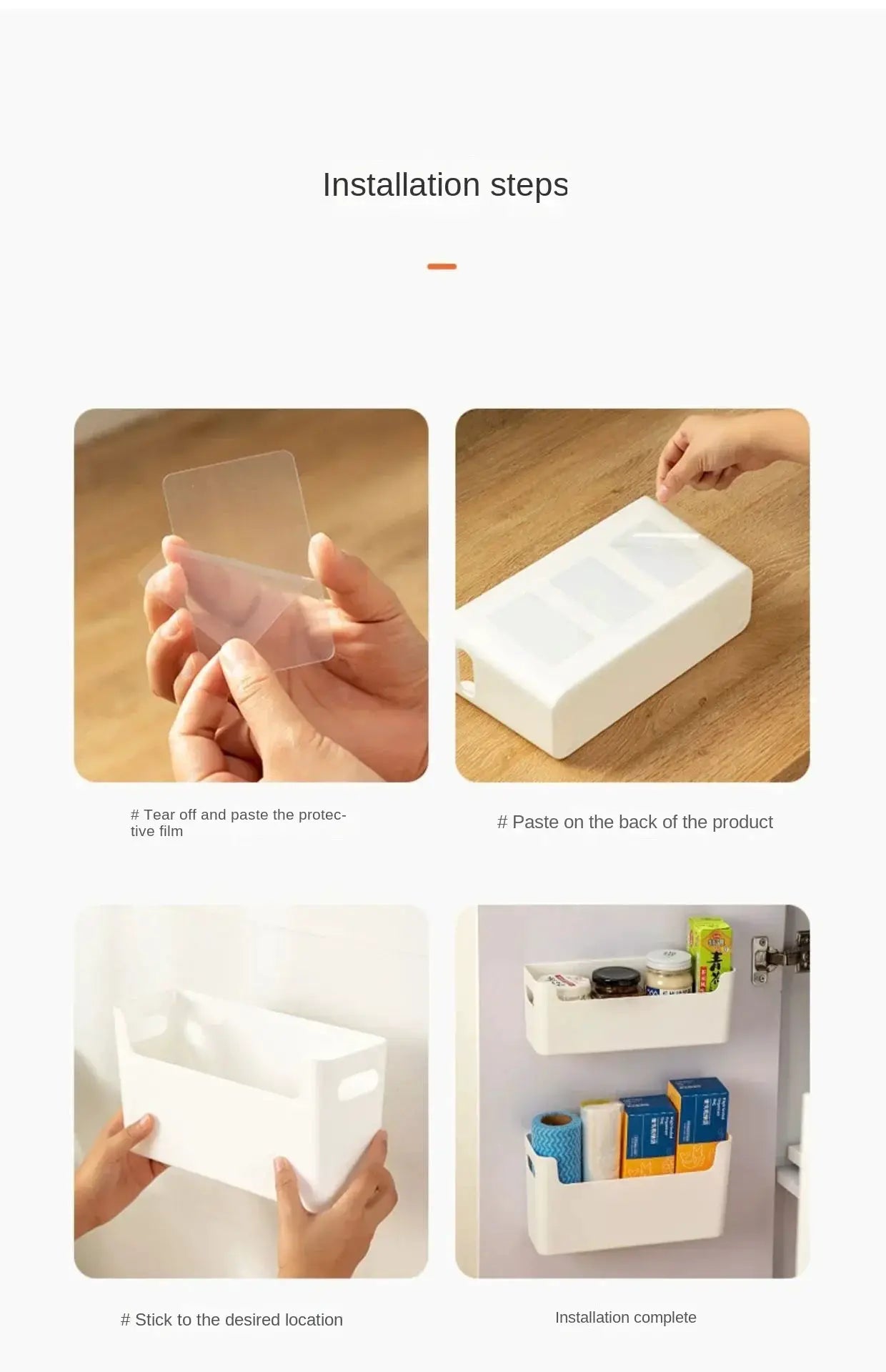 Simples Market non-perforated cling film rack for inside cabinet; white plastic kitchen organizer shelf.