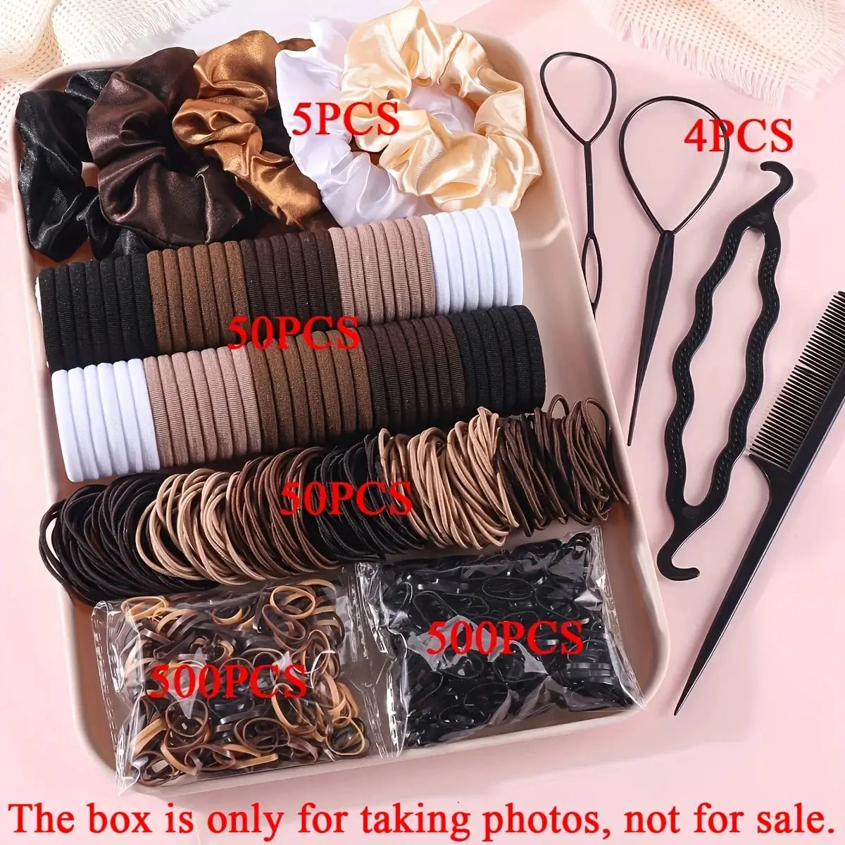 1109 Piece Women Hair Accessories Set For Dark Hair Elastic Seamless Ponytail Scrunchies Small Rubber Bands Headbands