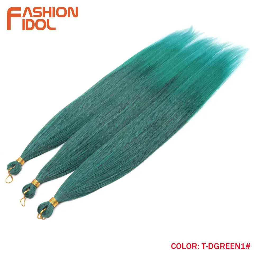 3-pack teal green Ariel straight pony hair bundles for crochet braids, 28in, synthetic hair by Simples Market