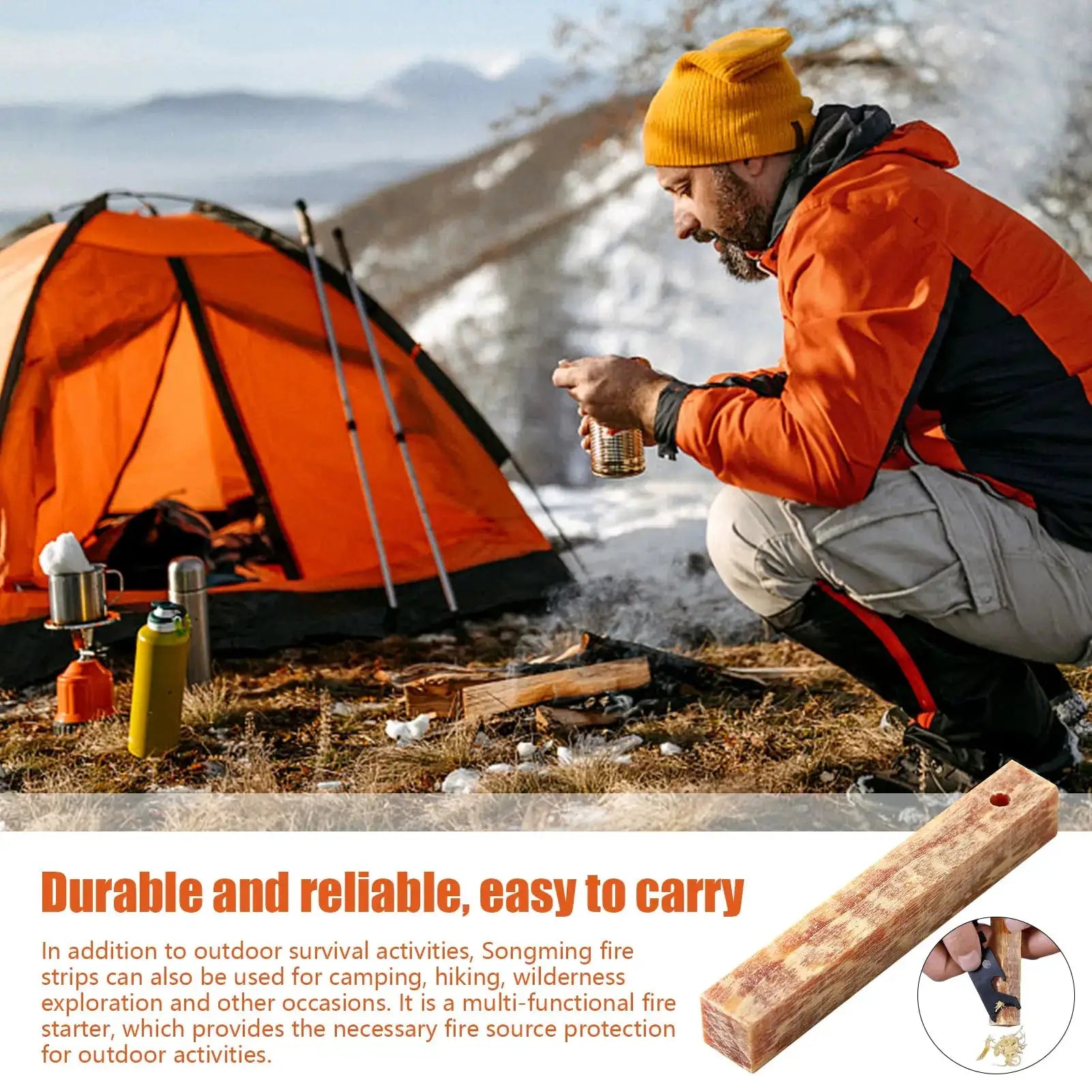 Rafford 2Pcs pure natural pine wood ignition matches for outdoor camping by Simples Market.