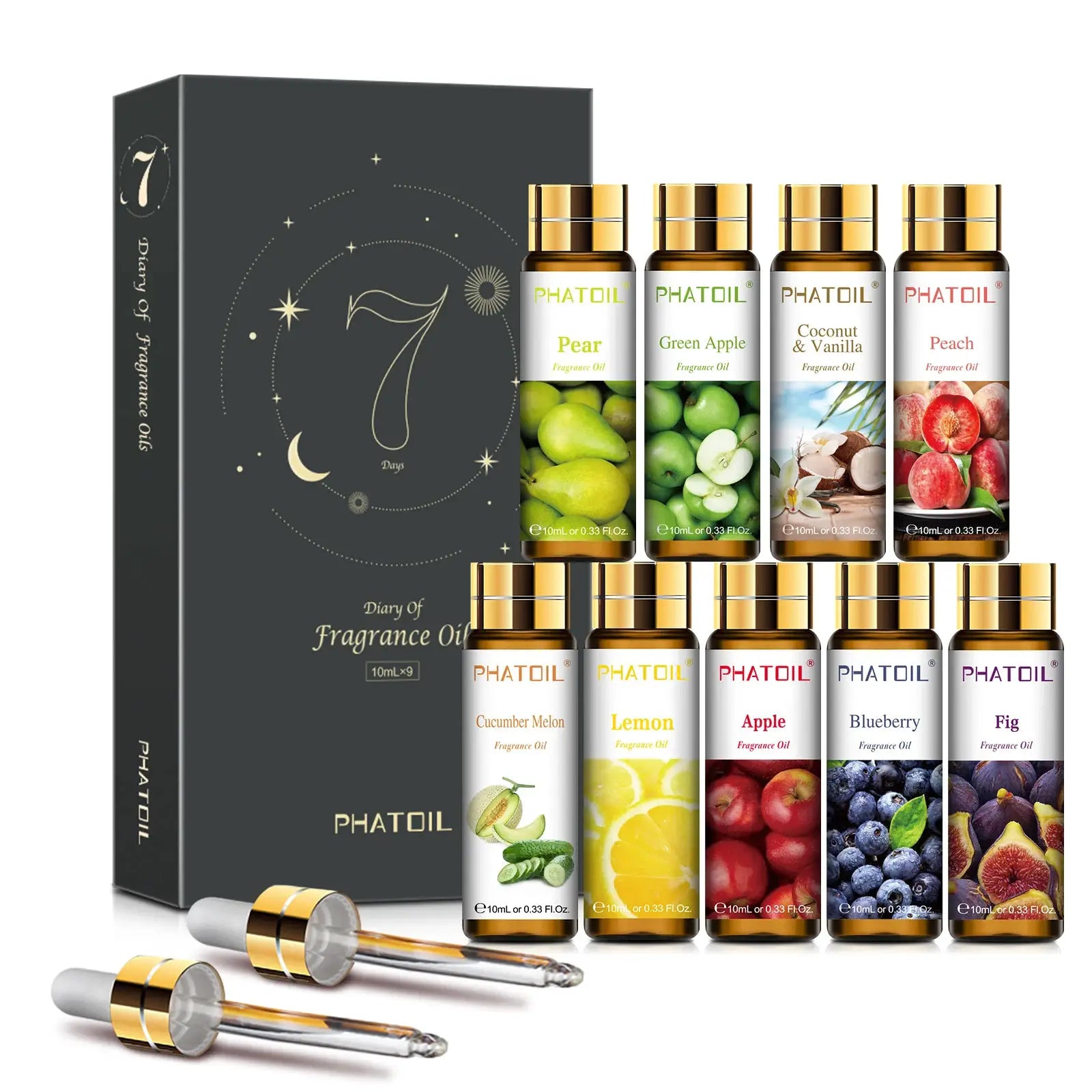 Phatoil Sweet Fruit Fragrance Oils Set 10ml For Aromatherapy And Diy Candles Cherry Apple Strawberry Mango Coconut