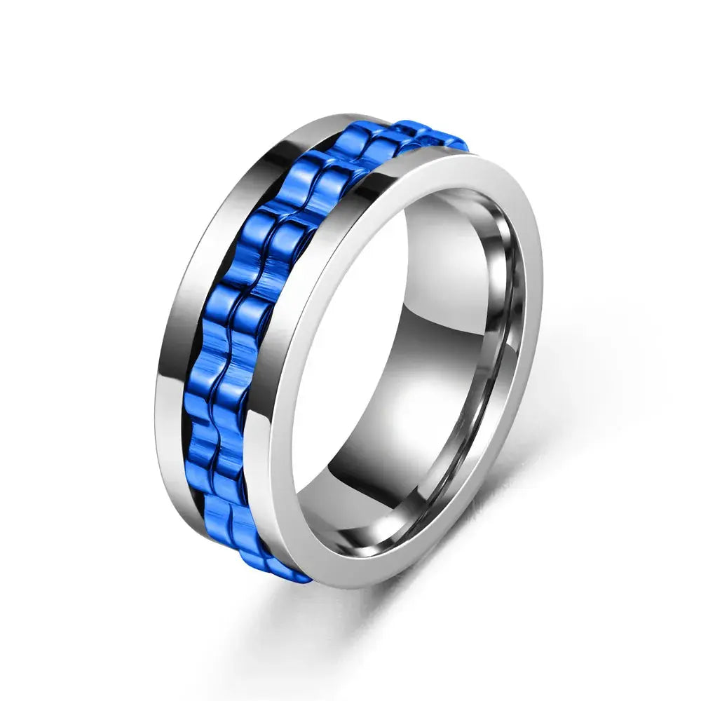 Anti Stress Stainless Steel Ring For Men Gear Rotating Anxiety Relief Spinning Fidget Ring Punk Jewelry Size 6 13