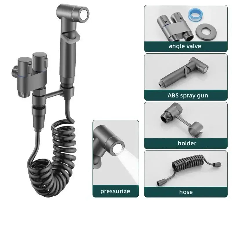 Toilet bidet sprayer set by Simples Market with handheld spray gun, double outlet angle valve, ABS hose and holder