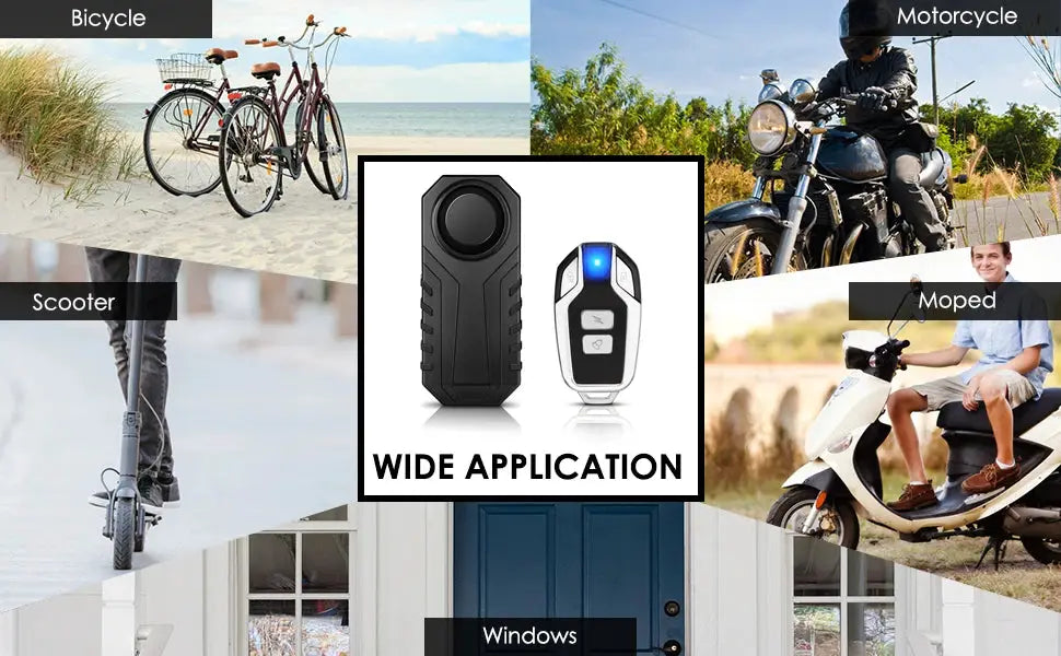 Randpow waterproof wireless anti-theft alarm remote by Simples Market; 113dB vibration alarm for motorcycles and bicycles