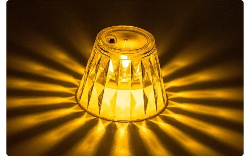 Mini crystal table lamp amber LED bedside night light, battery-powered by Simples Market
