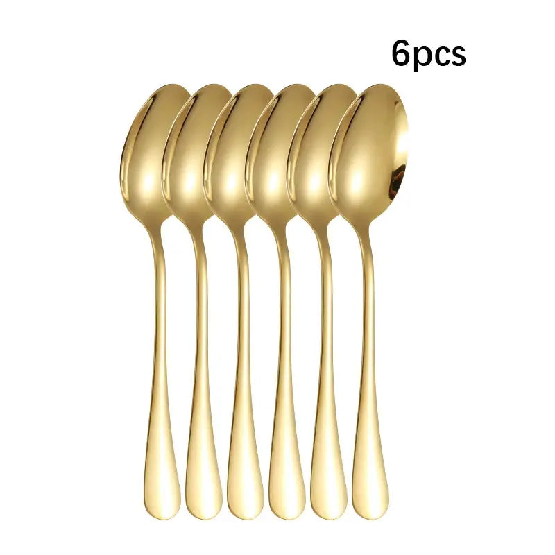 Golden Stainless Steel Tableware Set 6 Or 30 Piece Western Style Cutlery Knife Fork Spoon For Hotels Restaurants