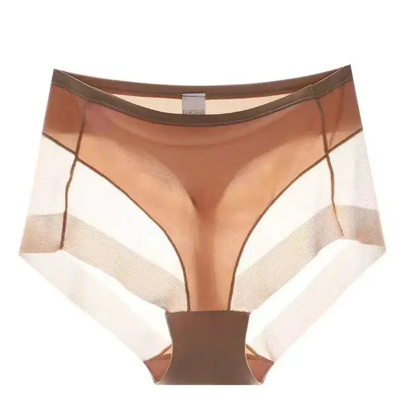Womens high-waist tummy-control shaping briefs by Simples Market in brown with beige panels