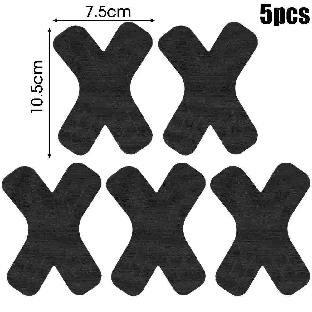 Simples Market kinesiology tape X patches, 5 black elastic strips (7.5×10.5 cm) for knee, shoulder and elbow; waterproof athletic physio strips.