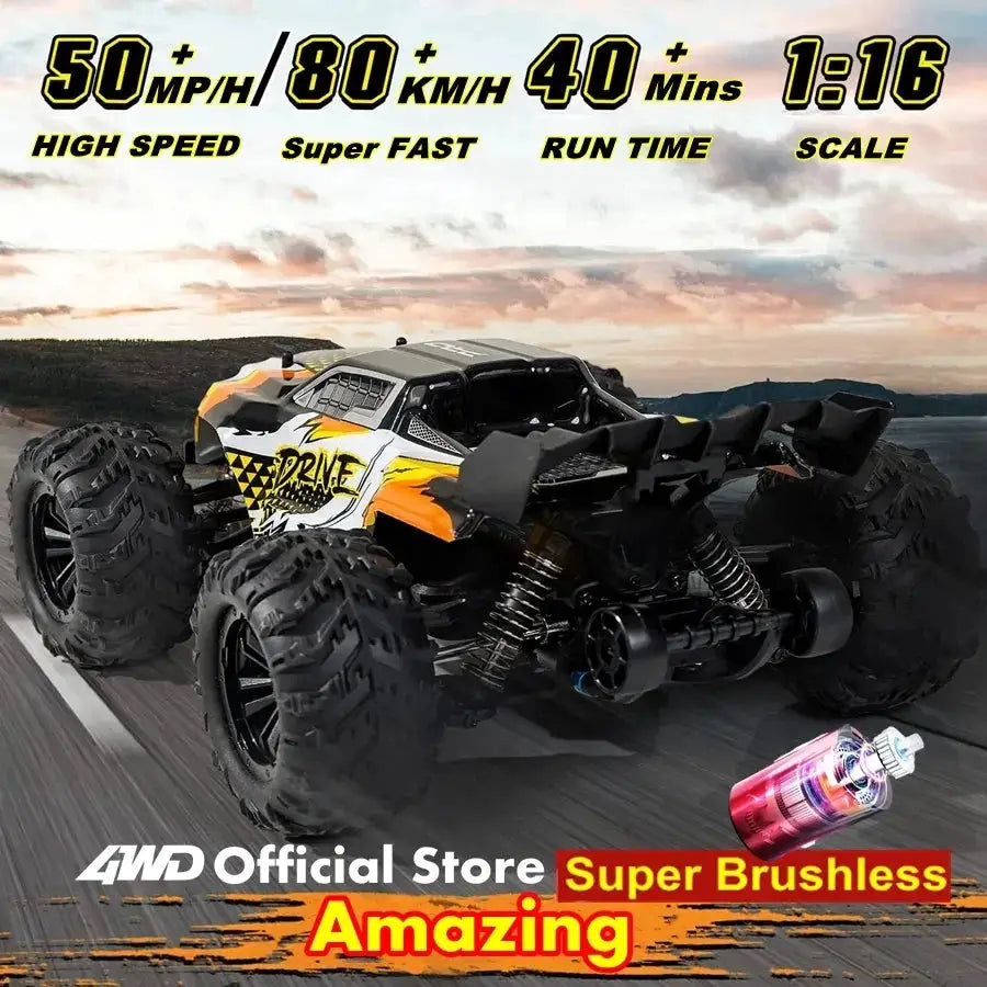 4WD Remote Control Off Road 4X4 High Speed Brushless Buggy Truck 80 KMH Drift Racing Toy for Kids and Adults