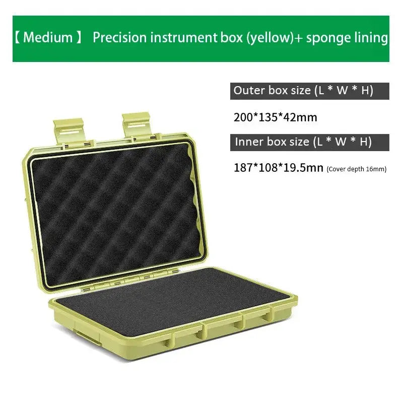 Precision instrument storage case by Simples Market, yellow waterproof with foam-lined interior