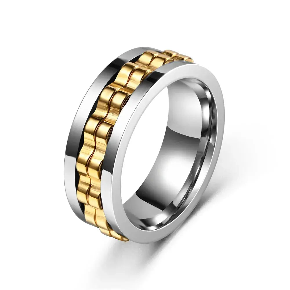 Anti Stress Stainless Steel Ring For Men Gear Rotating Anxiety Relief Spinning Fidget Ring Punk Jewelry Size 6 13
