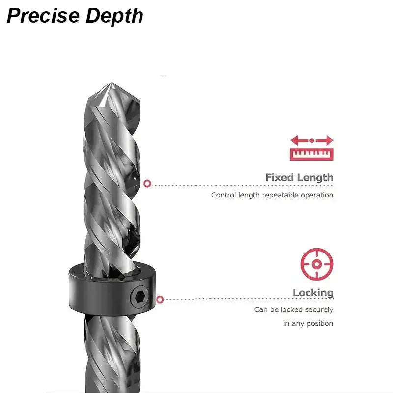 Drill Stop Collar Set For Depth Control Adjustable Metric Ring Lock Steel Positioner Guide For Woodworking